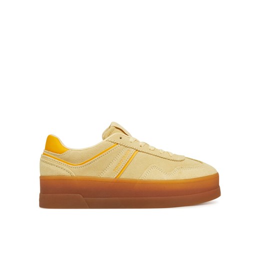 Sneakersy Tommy Jeans The Greenwich Flatform Suede EN0EN02734 Żółty ze sklepu eobuwie.pl w kategorii Buty sportowe damskie - zdjęcie 182095673