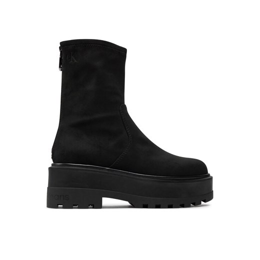 Botki Calvin Klein Jeans Flatform Zip Mg Ss YW0YW01602 Czarny ze sklepu eobuwie.pl w kategorii Botki - zdjęcie 182096410