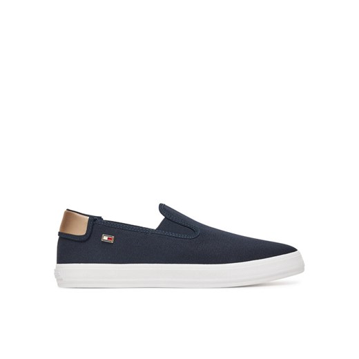 Tenisówki Tommy Hilfiger Vulc Canvas Slip-On Sneaker FW0FW08645 Granatowy ze sklepu eobuwie.pl w kategorii Trampki damskie - zdjęcie 182096790
