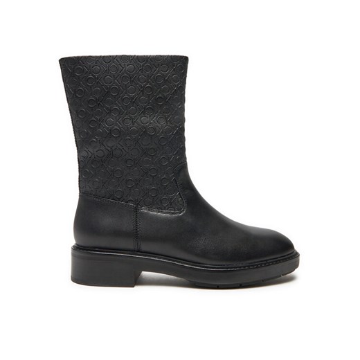 Botki Calvin Klein Flat Ankle Boot Mono Mix HW0HW02195 Czarny ze sklepu eobuwie.pl w kategorii Botki - zdjęcie 182098053