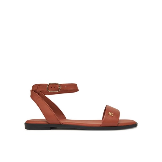Sandały Tommy Hilfiger Ankle Strap Leather Sandal FW0FW08422 Brązowy ze sklepu eobuwie.pl w kategorii Sandały damskie - zdjęcie 182098653