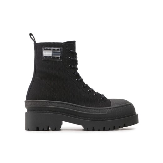 Botki Tommy Hilfiger Tjw Foxing Canvas EN0EN02216 Czarny ze sklepu eobuwie.pl w kategorii Workery damskie - zdjęcie 182099301