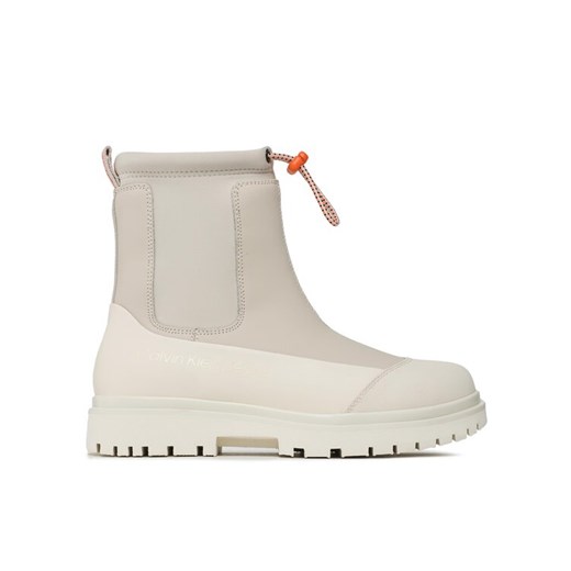 Botki Calvin Klein Jeans Chunky Combat Chelsea Boot Rub YW0YW01065 Beżowy ze sklepu eobuwie.pl w kategorii Workery damskie - zdjęcie 182100043