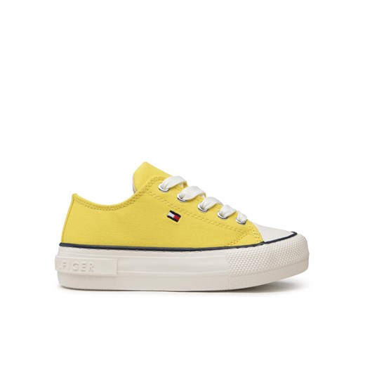 Trampki Tommy Hilfiger Low Cut Lace-Up Sneaker T3A4-32118-0890 M Żółty ze sklepu eobuwie.pl w kategorii Trampki dziecięce - zdjęcie 182100131