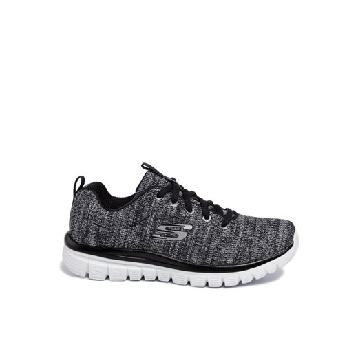 Sneakersy Skechers Twisted Fortune 12614/BKW Szary ze sklepu eobuwie.pl w kategorii Buty sportowe damskie - zdjęcie 182100480