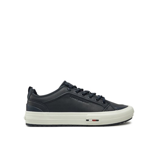 Sneakersy Tommy Hilfiger Th Hi Vulc Cleat Low Lth FM0FM05452 Granatowy ze sklepu eobuwie.pl w kategorii Buty sportowe męskie - zdjęcie 182100744