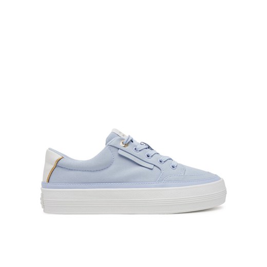 Sneakersy Tommy Hilfiger Essential Vulc Textile Sneaker FW0FW08323 Błękitny ze sklepu eobuwie.pl w kategorii Buty sportowe damskie - zdjęcie 182100950
