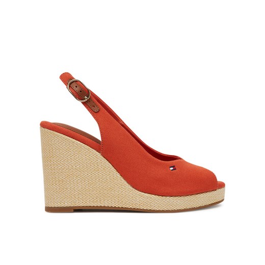 Espadryle Tommy Hilfiger Flag High Wedge Espad Slingback FW0FW08597 Pomarańczowy ze sklepu eobuwie.pl w kategorii Espadryle damskie - zdjęcie 182101401