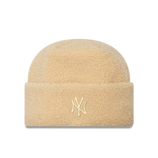 Czapka New Era Borg New York Yankees Cuff Knit Beanie 60580756 Beżowy ze sklepu eobuwie.pl w kategorii Czapki zimowe damskie - zdjęcie 182101793