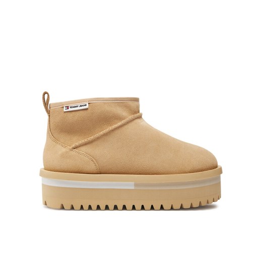 Śniegowce Tommy Jeans Tjw Suede Flatform Boot Wl EN0EN02599 Beżowy ze sklepu eobuwie.pl w kategorii Śniegowce damskie - zdjęcie 182102782