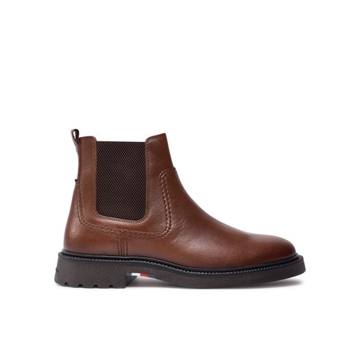 Sztyblety Tommy Hilfiger Comfort Lwt Lth Chelsea FM0FM05184 Brązowy ze sklepu eobuwie.pl w kategorii Buty zimowe męskie - zdjęcie 182103310