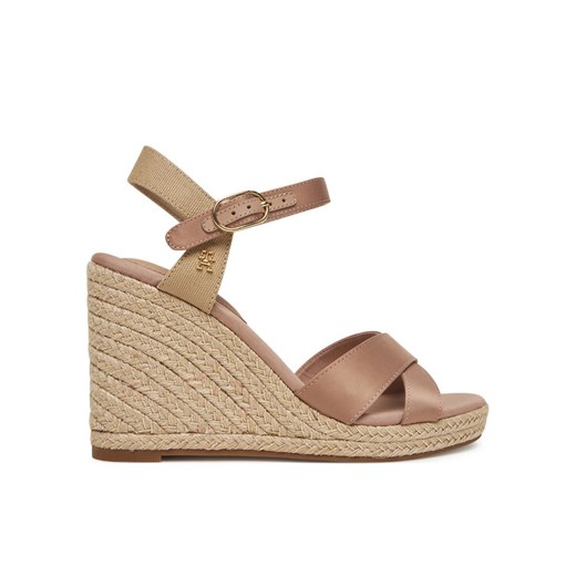 Espadryle Tommy Hilfiger Satin High Wedge Espadrille FW0FW08602 Różowy ze sklepu eobuwie.pl w kategorii Espadryle damskie - zdjęcie 182104134
