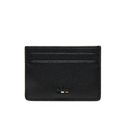 Etui na karty kredytowe BOSS Grained faux-leather card holder with signature details 50536513 Czarny ze sklepu eobuwie.pl w kategorii Portfele męskie - zdjęcie 182104550