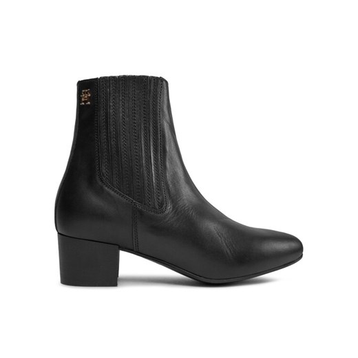 Botki Tommy Hilfiger Essential Leather Boot FW0FW07759 Czarny ze sklepu eobuwie.pl w kategorii Botki - zdjęcie 182104643