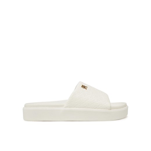 Klapki Tommy Hilfiger Platform Monogram Poolslide FW0FW08526 Biały ze sklepu eobuwie.pl w kategorii Klapki damskie - zdjęcie 182104801
