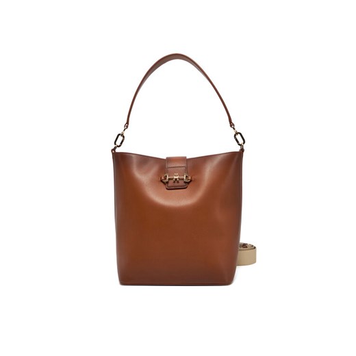 Torebka Tommy Hilfiger Heritage Leather Bucket Burn AW0AW17397 Brązowy ze sklepu eobuwie.pl w kategorii Torby Shopper bag - zdjęcie 182105374