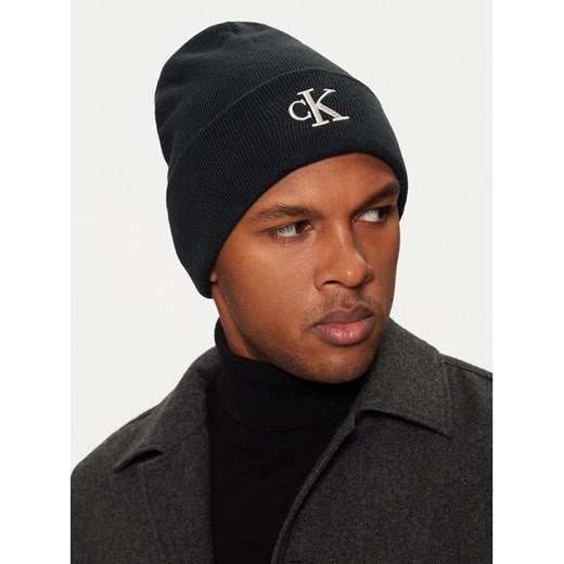 Czapka Calvin Klein Monogram Embro Beanie K50K512145 Szary ze sklepu eobuwie.pl w kategorii Czapki zimowe męskie - zdjęcie 182106880