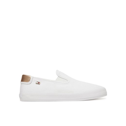 Tenisówki Tommy Hilfiger Vulc Canvas Slip-On Sneaker FW0FW08645 Biały ze sklepu eobuwie.pl w kategorii Trampki damskie - zdjęcie 182107972