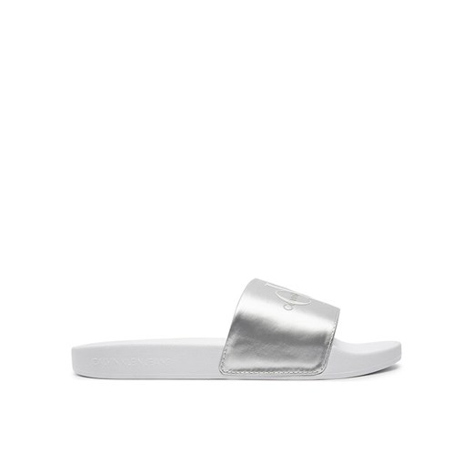 Klapki Calvin Klein Jeans Slide Ny Pearl YW0YW01243 Srebrny ze sklepu eobuwie.pl w kategorii Klapki damskie - zdjęcie 182108581