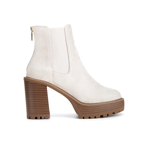 Botki Nine West WFA3374-1 Écru ze sklepu eobuwie.pl w kategorii Botki - zdjęcie 182109192