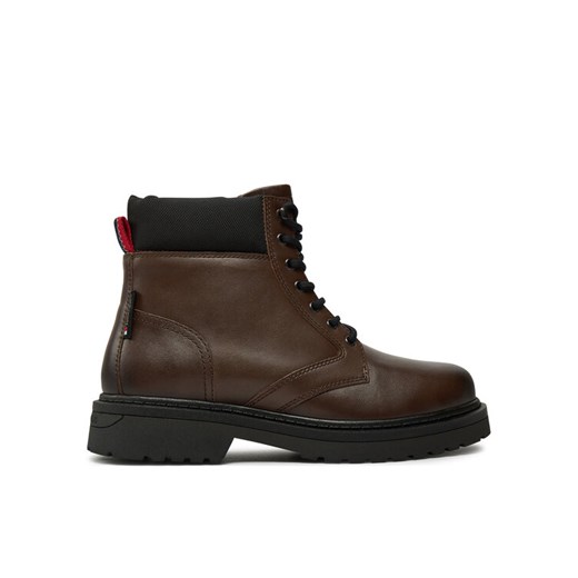 Trapery Tommy Jeans Tjm Lace Up Boot EM0EM01446 Brązowy ze sklepu eobuwie.pl w kategorii Buty zimowe męskie - zdjęcie 182110832