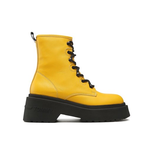 Botki Tommy Jeans Lace Up Chunky EN0EN02057 Żółty ze sklepu eobuwie.pl w kategorii Workery damskie - zdjęcie 182110954