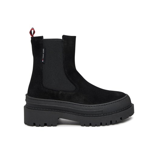Sztyblety Tommy Jeans Tjw Foxing Chelsea Suede EN0EN02631 Czarny ze sklepu eobuwie.pl w kategorii Botki - zdjęcie 182112961