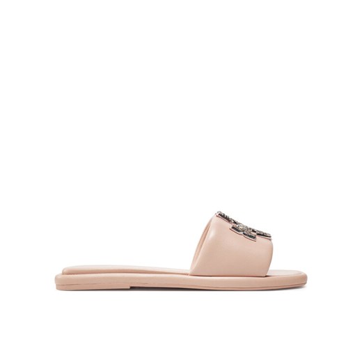 Klapki Tory Burch Double T Deco Sport Slide 158768 Różowy ze sklepu eobuwie.pl w kategorii Klapki damskie - zdjęcie 182114132