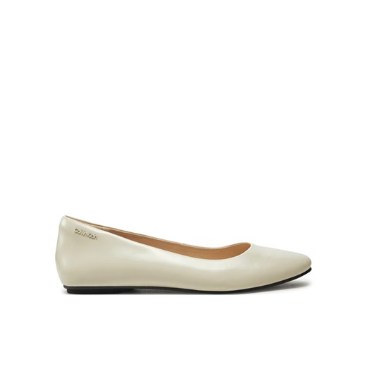 Baleriny Calvin Klein Round Ballerina HW0HW02449 Écru Calvin Klein 41 eobuwie.pl