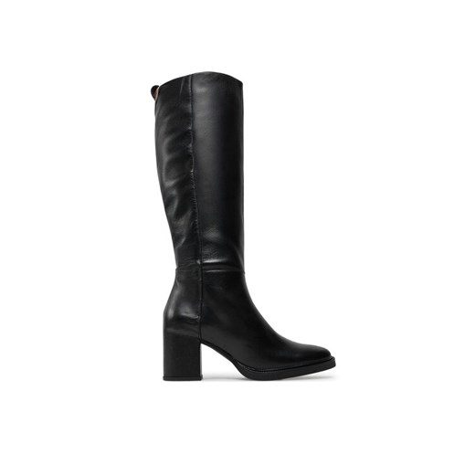 Kozaki Tommy Hilfiger Long Boot Mid Wrapped Lthr Heel FW0FW08099 Czarny ze sklepu eobuwie.pl w kategorii Kozaki damskie - zdjęcie 182115613