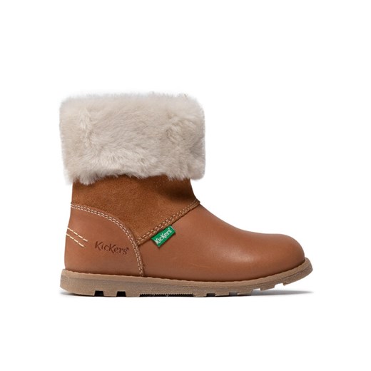 Kozaki Kickers Nonofur 878683-10-116 S Brązowy ze sklepu eobuwie.pl w kategorii Buty zimowe dziecięce - zdjęcie 182117072