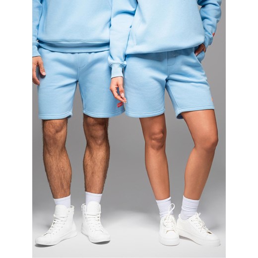 Szorty dresowe unisex ze ściągaczem w pasie – błękitne V8 OU-SRBC-0101 ze sklepu ombre w kategorii Spodenki męskie - zdjęcie 182591733