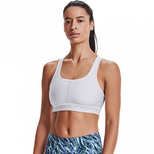 Biustonosz sportowy UNDER ARMOUR UA Crossback Mid Bra - biały ze sklepu Sportstylestory.com w kategorii Biustonosze - zdjęcie 182593081