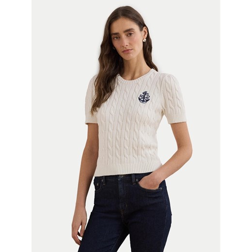 LAUREN RALPH LAUREN Sweter 200961681002 Biały Slim Fit ze sklepu MODIVO w kategorii Swetry damskie - zdjęcie 182594020