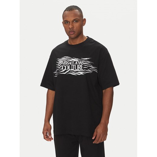 Versace Jeans Couture T-Shirt 78GAH6L1 Czarny Regular Fit ze sklepu MODIVO w kategorii T-shirty męskie - zdjęcie 182594312