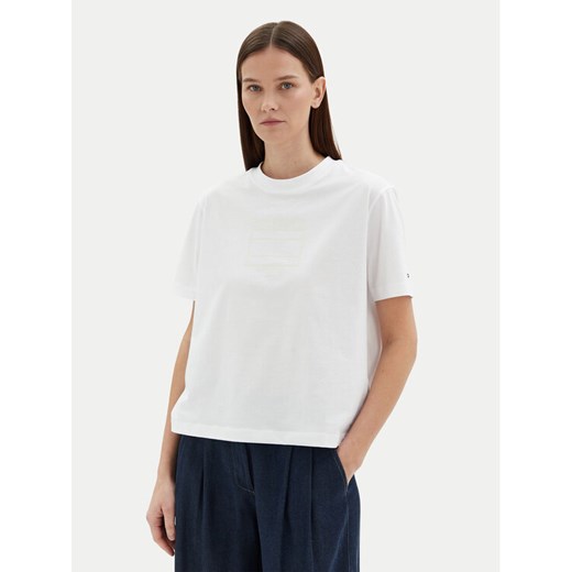 Tommy Hilfiger T-Shirt WW0WW45525 Biały Relaxed Fit ze sklepu MODIVO w kategorii Bluzki damskie - zdjęcie 182594424