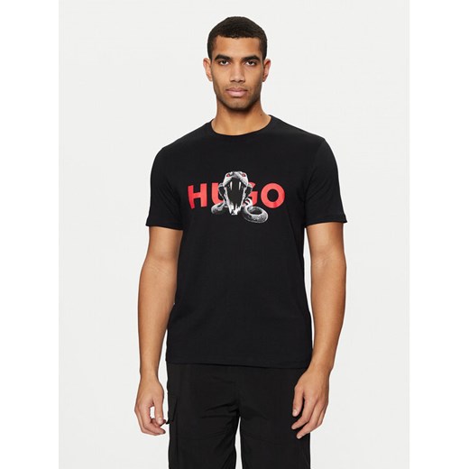 HUGO T-Shirt Deyladec 50530607 Czarny Regular Fit ze sklepu MODIVO w kategorii T-shirty męskie - zdjęcie 182594450