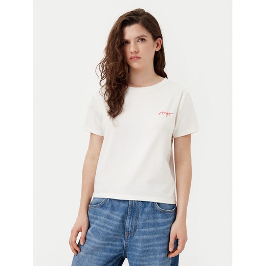 HUGO T-Shirt 50534300 Beżowy Regular Fit ze sklepu MODIVO w kategorii Bluzki damskie - zdjęcie 182594530