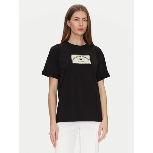 Elisabetta Franchi T-Shirt MA-035-51E2-V170 Czarny Regular Fit ze sklepu MODIVO w kategorii Bluzki damskie - zdjęcie 182594541