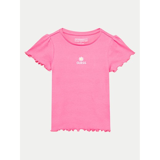 Guess T-Shirt K4YI14 KBZP4 Różowy Regular Fit ze sklepu MODIVO w kategorii Bluzki dziewczęce - zdjęcie 182594542