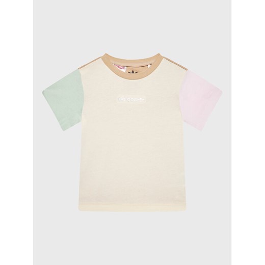 adidas T-Shirt Colorblock HK9812 Beżowy Regular Fit ze sklepu MODIVO w kategorii Koszulki niemowlęce - zdjęcie 182594642