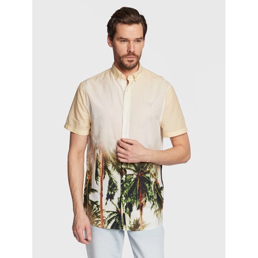 Guess Koszula M3GH65 WFDS1 Beżowy Regular Fit ze sklepu MODIVO w kategorii Koszule męskie - zdjęcie 182594800