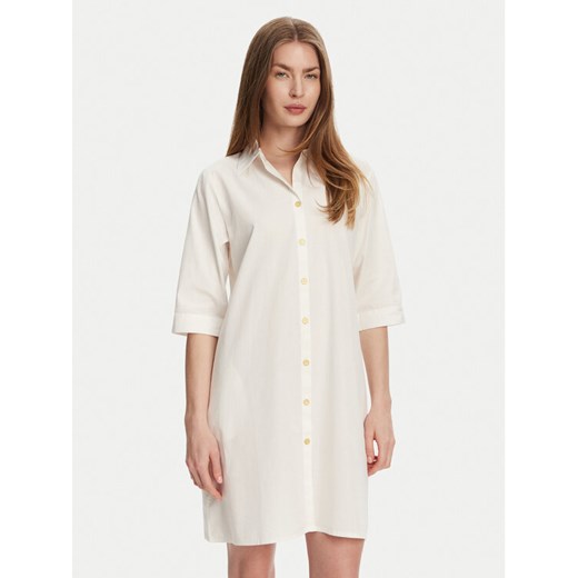 Selmark Sukienka koszulowa BM033 Écru Relaxed Fit ze sklepu MODIVO w kategorii Sukienki - zdjęcie 182595180