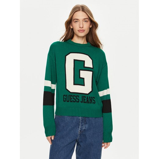 Guess Jeans Sweter W4BR11 Z3HN2 Zielony Regular Fit ze sklepu MODIVO w kategorii Swetry damskie - zdjęcie 182595253