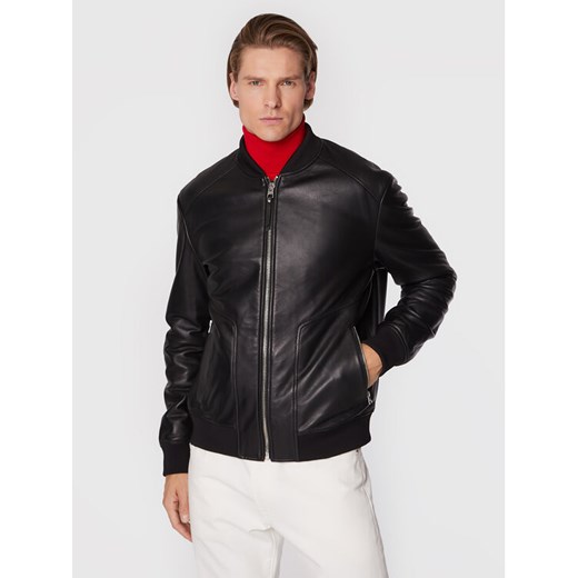 Hugo Kurtka skórzana Lenno 50481934 Czarny Slim Fit ze sklepu MODIVO w kategorii Kurtki męskie - zdjęcie 182595353
