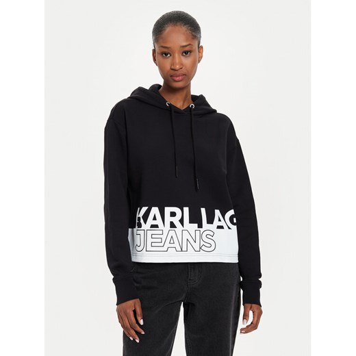 Karl Lagerfeld Jeans Bluza 245J1803 Czarny Regular Fit ze sklepu MODIVO w kategorii Bluzy damskie - zdjęcie 182595593