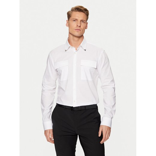 HUGO Koszula Ermetal 50534281 Biały Slim Fit ze sklepu MODIVO w kategorii Koszule męskie - zdjęcie 182595851