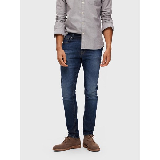 Selected Homme Jeansy Leon 16088264 Granatowy Slim Fit ze sklepu MODIVO w kategorii Jeansy męskie - zdjęcie 182595863