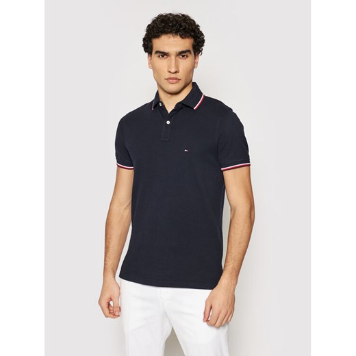 Tommy Hilfiger Polo Tipped MW0MW13080 Granatowy Slim Fit ze sklepu MODIVO w kategorii T-shirty męskie - zdjęcie 182595904