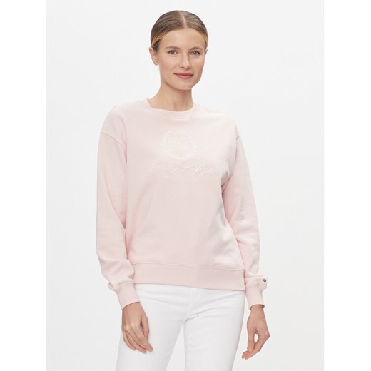 Tommy Hilfiger Bluza Flag Script WW0WW41758 Różowy Regular Fit ze sklepu MODIVO w kategorii Bluzy damskie - zdjęcie 182596522